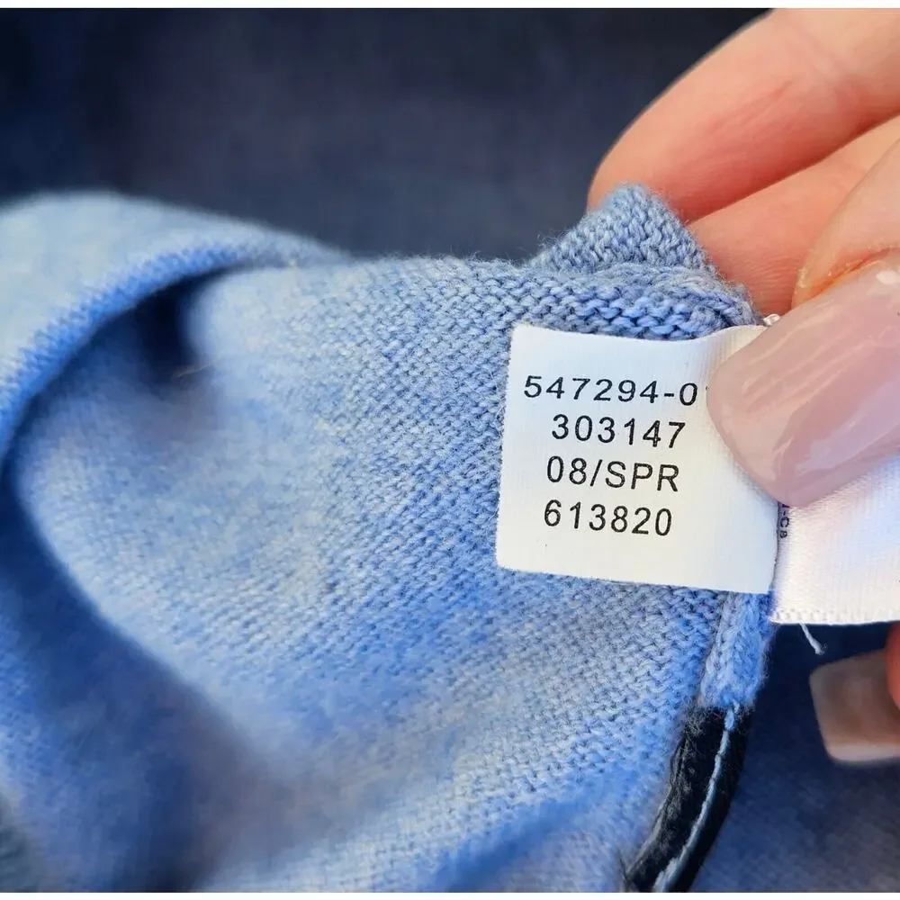 Banana Republic Sweater Mens Medium Baby‎ Blue Cotton Cashmere Suede Elbow Patch